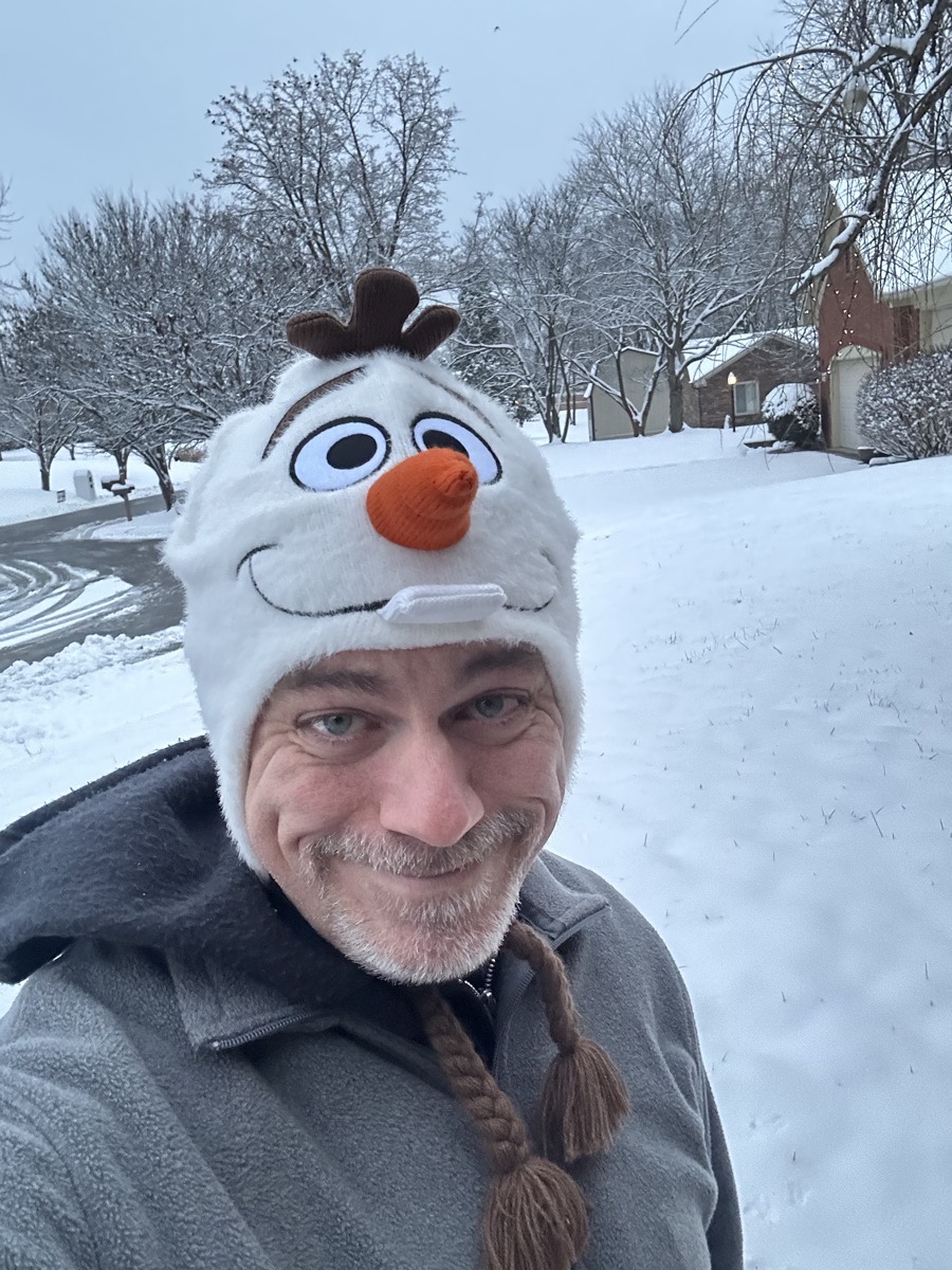 Selfie wearing my Olaf hat