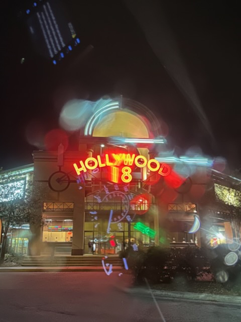 Hollywood 18 theatre through rain
