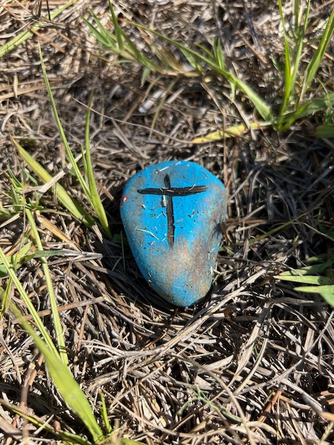 Rock with a cross carved in it