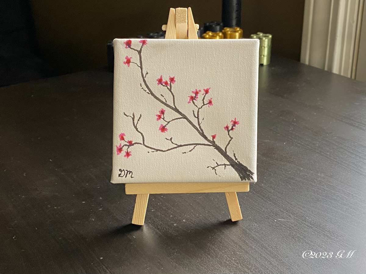 Autumn on My Mind painting on a mini easel on a desk